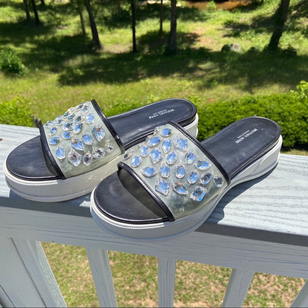 Michael Kors Betty Crystal Embroidered Slides